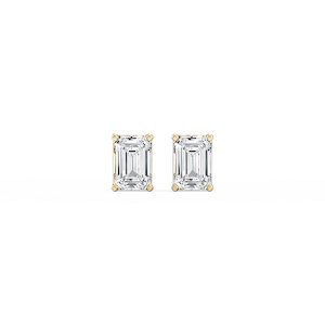 Emerald Lab Grown Diamond Classic Four Prong Basket Threaded Stud Earrings