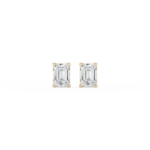 Emerald Lab Grown Diamond Classic Four Prong Basket Threaded Stud Earrings