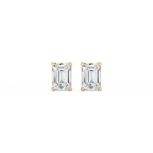 Emerald Lab Grown Diamond Classic Four Prong Basket Threaded Stud Earrings