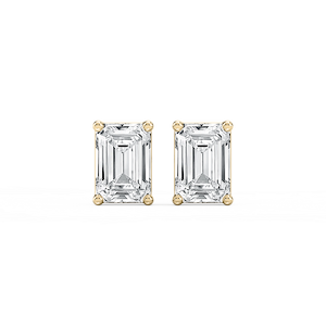 Emerald Lab Grown Diamond Classic Four Prong Basket Threaded Stud Earrings