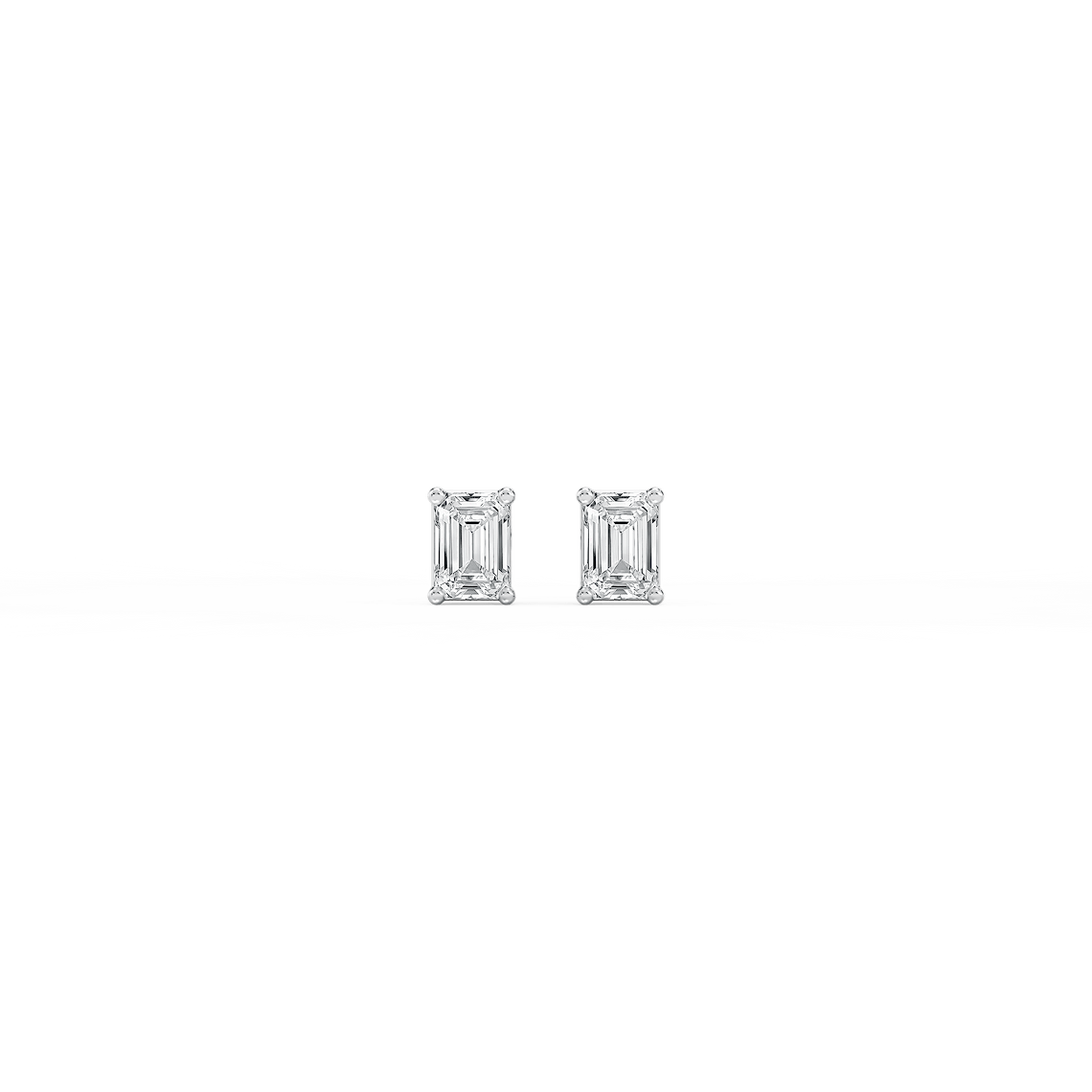Emerald Lab Grown Diamond Classic Four Prong Threaded Back Stud Earrings
