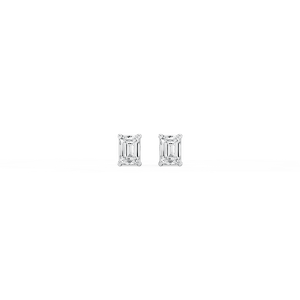 Emerald Lab Grown Diamond Classic Four Prong Threaded Back Stud Earrings