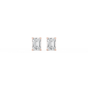 Emerald Lab Grown Diamond Classic Four Prong Threaded Back Stud Earrings