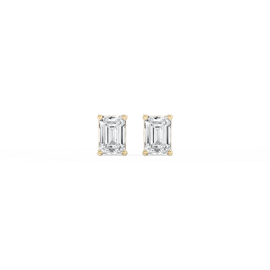 Emerald Lab Grown Diamond Classic Four Prong Threaded Back Stud Earrings