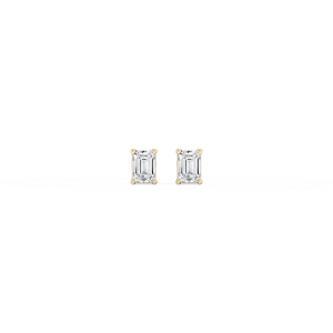 Emerald Lab Grown Diamond Classic Four Prong Threaded Back Stud Earrings
