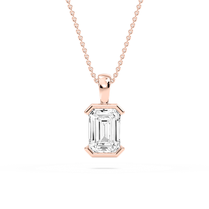Emerald Lab Grown Diamond Half Bezel Solitaire Pendant