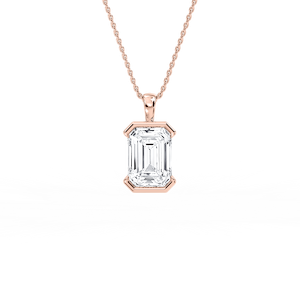 Emerald Lab Grown Diamond Half Bezel Solitaire Pendant