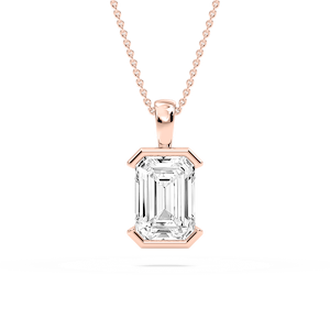 Emerald Lab Grown Diamond Half Bezel Solitaire Pendant