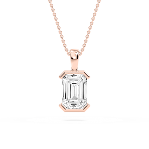 Emerald Lab Grown Diamond Half Bezel Solitaire Pendant