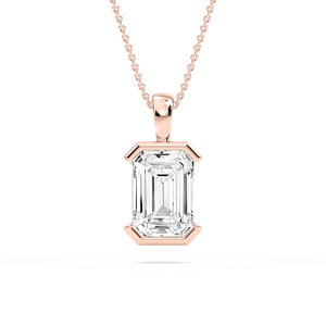 Emerald Lab Grown Diamond Half Bezel Solitaire Pendant