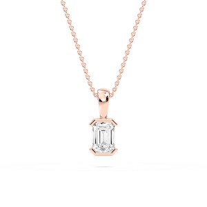 Emerald Lab Grown Diamond Half Bezel Solitaire Pendant