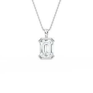 Emerald Lab Grown Diamond Half Bezel Solitaire Pendant