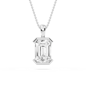 Emerald Lab Grown Diamond Half Bezel Solitaire Pendant