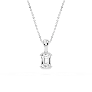 Emerald Lab Grown Diamond Half Bezel Solitaire Pendant
