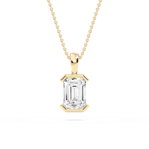 Emerald Lab Grown Diamond Half Bezel Solitaire Pendant