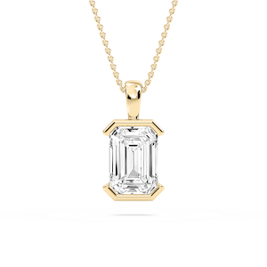 Emerald Lab Grown Diamond Half Bezel Solitaire Pendant