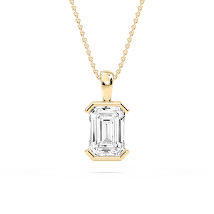 Emerald Lab Grown Diamond Half Bezel Solitaire Pendant