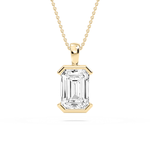Emerald Lab Grown Diamond Half Bezel Solitaire Pendant