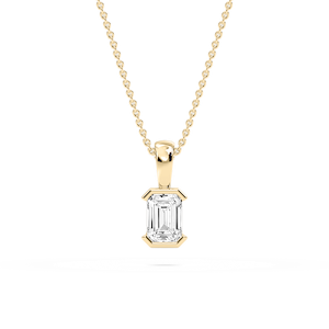 Emerald Lab Grown Diamond Half Bezel Solitaire Pendant
