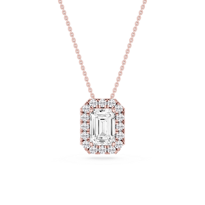 Emerald Lab Grown Diamond Halo Slide Pendant - 16 to 18 Inches