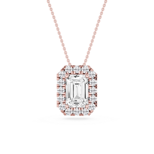 Emerald Lab Grown Diamond Halo Slide Pendant - 16 to 18 Inches