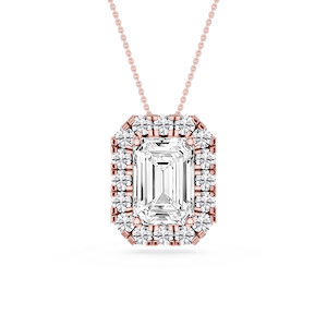 Emerald Lab Grown Diamond Halo Slide Pendant - 16 to 18 Inches