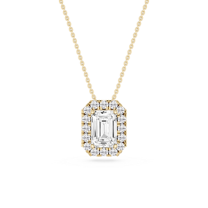 Emerald Lab Grown Diamond Halo Slide Pendant - 16 to 18 Inches