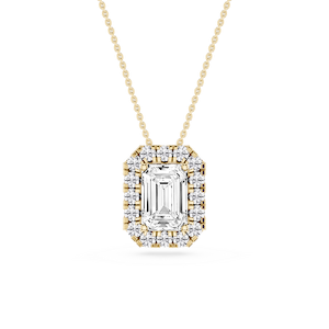 Emerald Lab Grown Diamond Halo Slide Pendant - 16 to 18 Inches