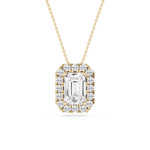 Emerald Lab Grown Diamond Halo Slide Pendant - 16 to 18 Inches