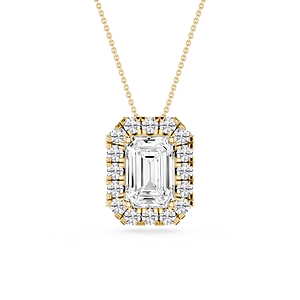 Emerald Lab Grown Diamond Halo Slide Pendant - 16 to 18 Inches
