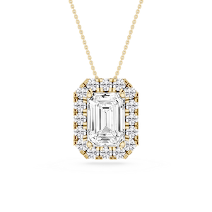 Emerald Lab Grown Diamond Halo Slide Pendant - 16 to 18 Inches