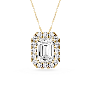 Emerald Lab Grown Diamond Halo Slide Pendant - 16 to 18 Inches