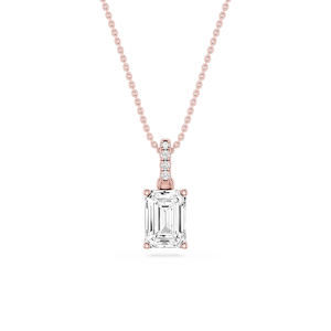 Emerald Lab Grown Diamond Hidden Halo Pendant - 16 to 18 Inches