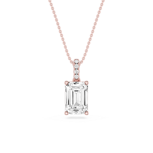 Emerald Lab Grown Diamond Hidden Halo Pendant - 16 to 18 Inches
