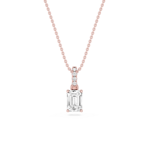 Emerald Lab Grown Diamond Hidden Halo Pendant - 16 to 18 Inches
