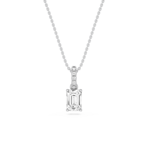 Emerald Lab Grown Diamond Hidden Halo Pendant - 16 to 18 Inches