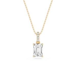 Emerald Lab Grown Diamond Hidden Halo Pendant - 16 to 18 Inches