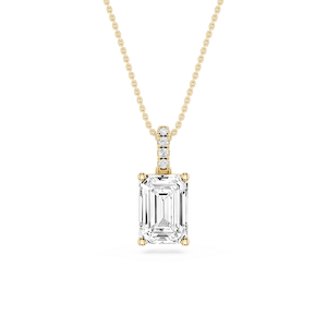 Emerald Lab Grown Diamond Hidden Halo Pendant - 16 to 18 Inches