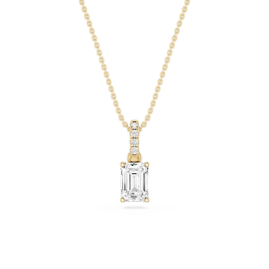 Emerald Lab Grown Diamond Hidden Halo Pendant - 16 to 18 Inches