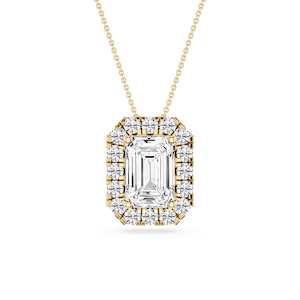 Emerald Lab Grown Diamond Halo Slide Pendant - 16 to 18 Inches