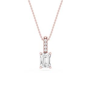 Emerald Lab Grown Diamond Pave Bail Solitaire Pendant - 16 to 18 Inches