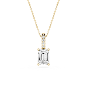 Emerald Lab Grown Diamond Pave Bail Solitaire Pendant - 16 to 18 Inches
