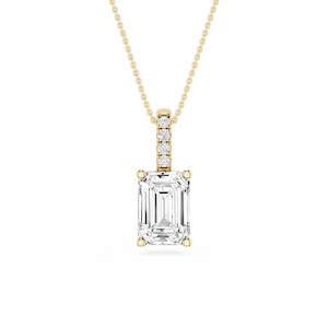 Emerald Lab Grown Diamond Pave Bail Solitaire Pendant - 16 to 18 Inches
