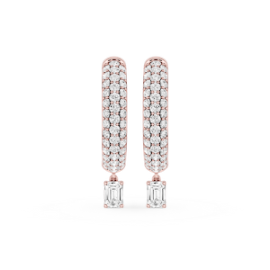 Emerald Lab Grown Diamond Pave Hoop Drop Earrings