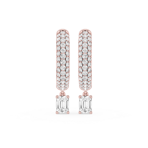 Emerald Lab Grown Diamond Pave Hoop Drop Earrings