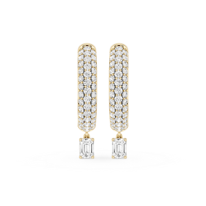 Emerald Lab Grown Diamond Pave Hoop Drop Earrings