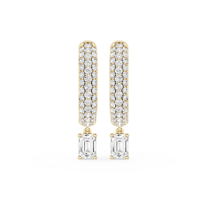 Emerald Lab Grown Diamond Pave Hoop Drop Earrings
