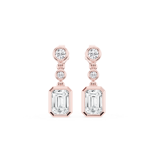 2 ¼ ctw Emerald Lab Grown Diamond Three Stone Drop Earrings