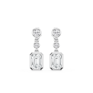 2 ¼ ctw Emerald Lab Grown Diamond Three Stone Drop Earrings