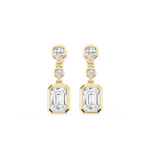 2 ¼ ctw Emerald Lab Grown Diamond Three Stone Drop Earrings